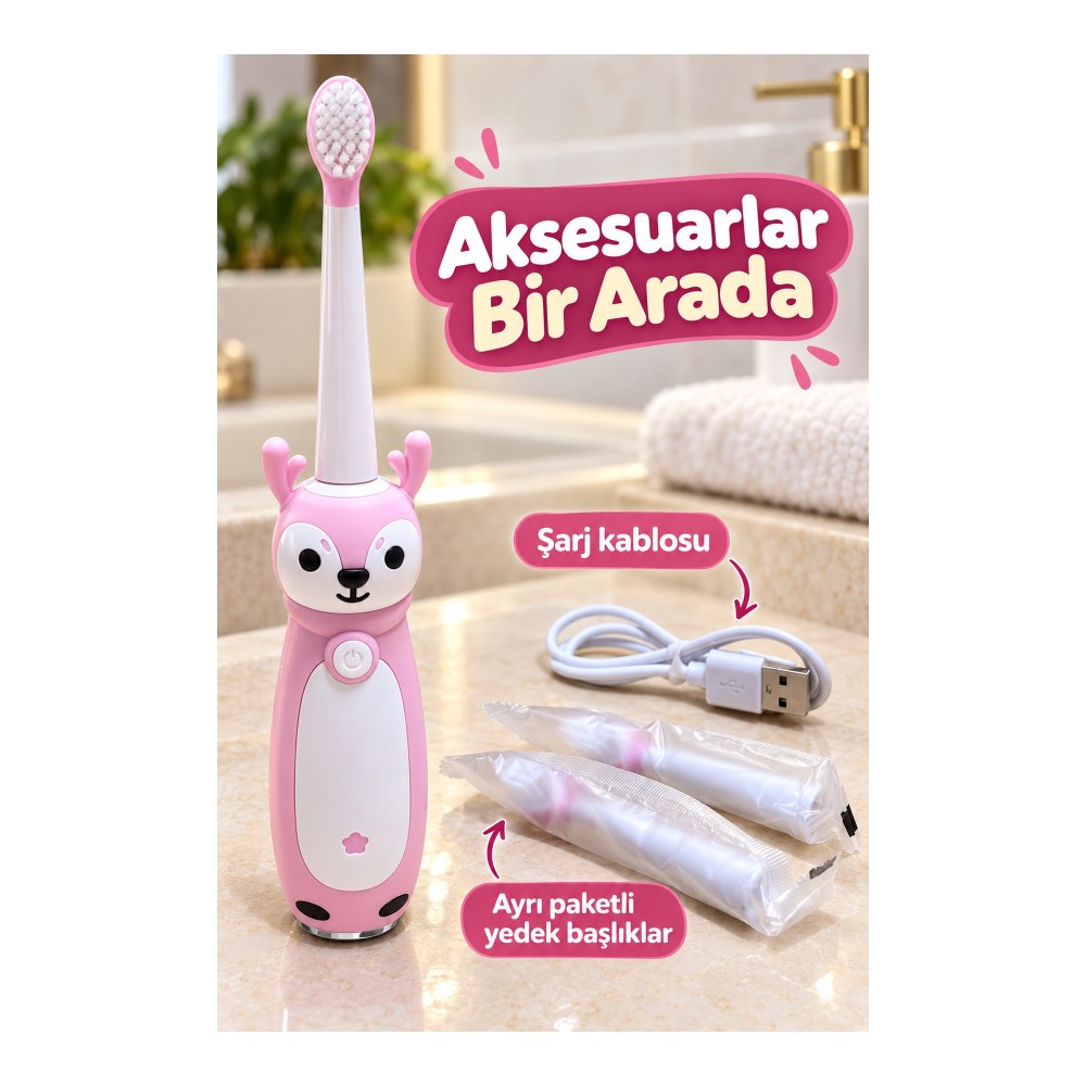 Çocuk Elektrikli Diş Fırçası Pembe