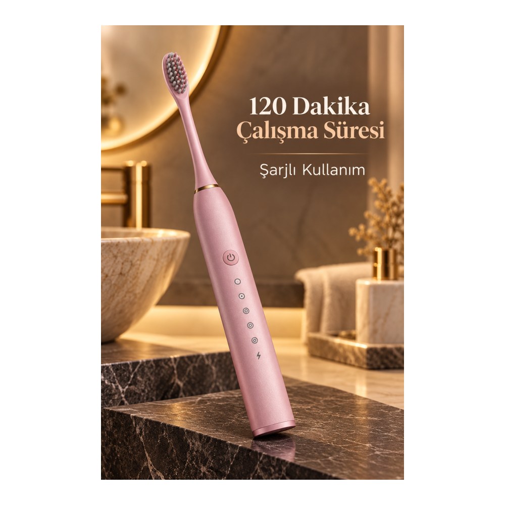 Pembe Şarjlı Elektrikli Diş Fırçası 6 Modlu