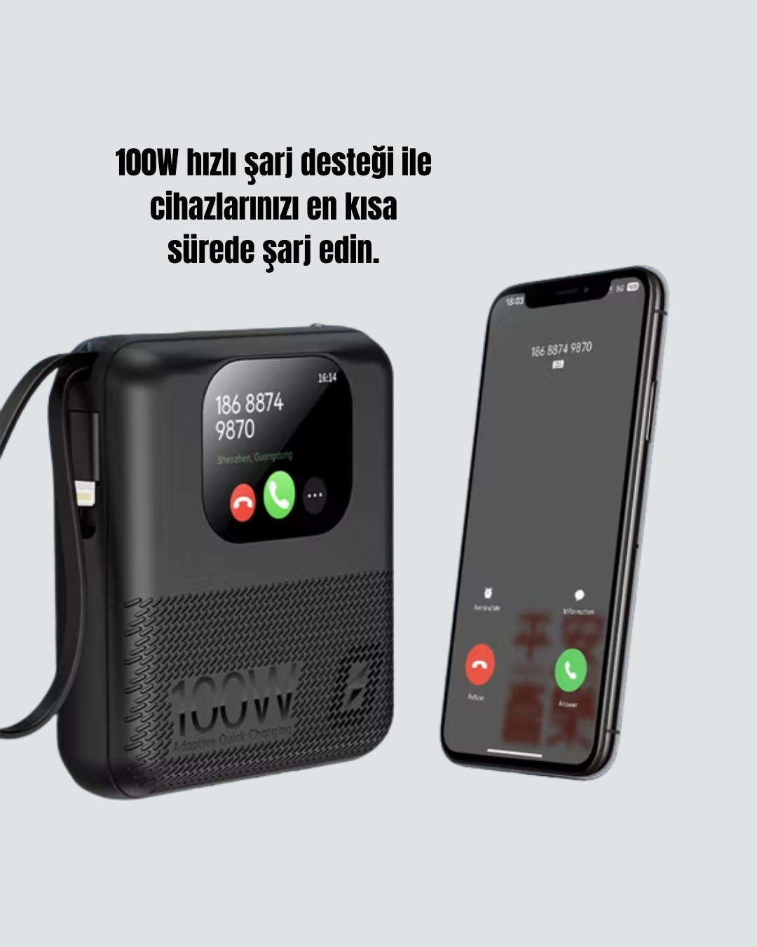 Çok Fonksiyonlu 10000 mAh Powerbank Akıllı Ekranlı Hızlı Şarj Cihazı