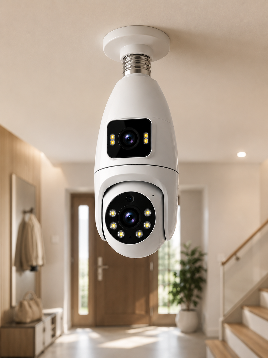 360° Ev İzleme Wi-Fi Çift Lens Akıllı Ampul Kamera