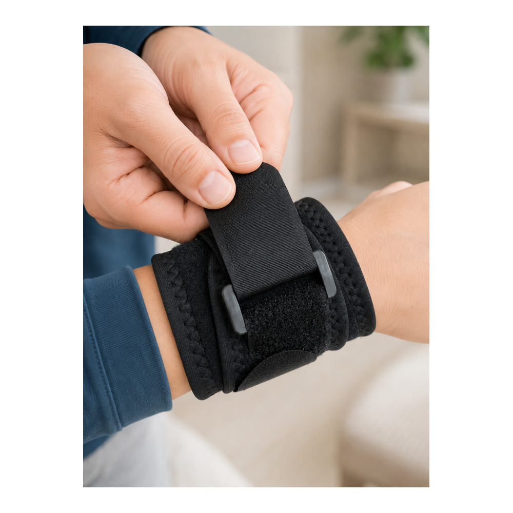 Siyah Bilek Destekliği Cırtlı Ayarlanabilir Bilek Bandı Spor ve Günlük Kullanım