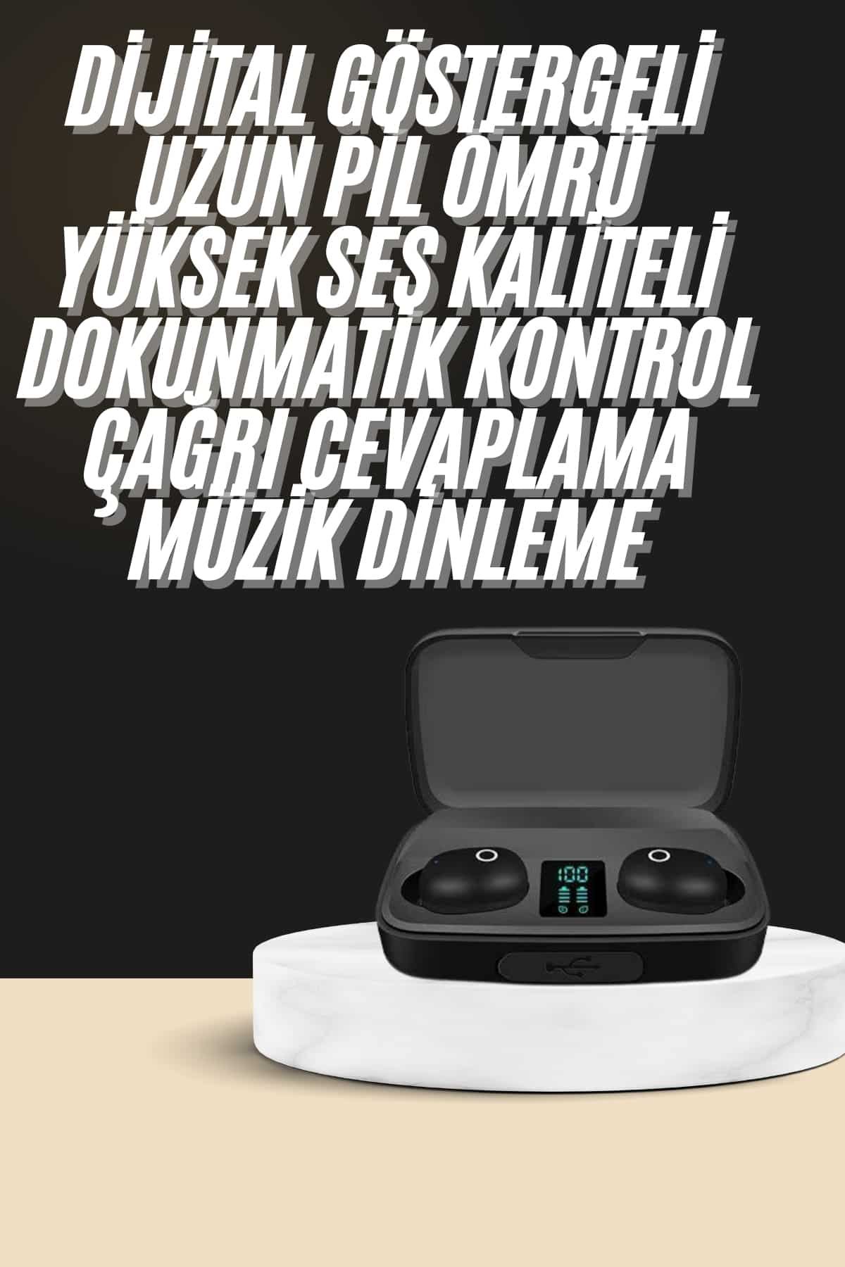 Kablosuz Dijital Göstergeli Çağrı Cevaplayabilen TWS 5.0 Bluetooth Kulaklık