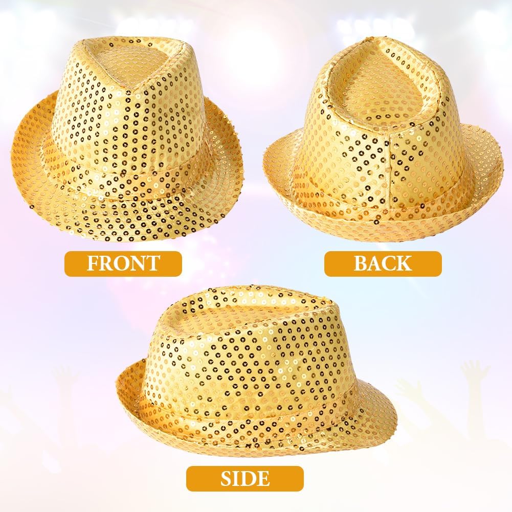 Disco Star Gold Gold Sequin Fötr Hat Adult Boy